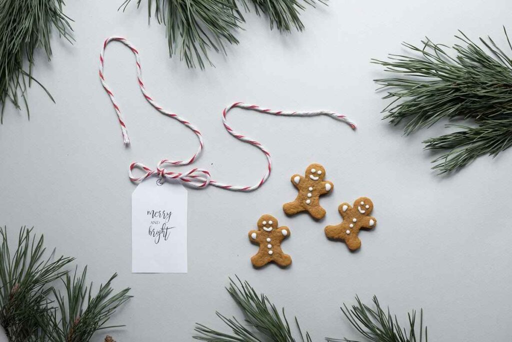 Handmade paper ornaments on rustic background