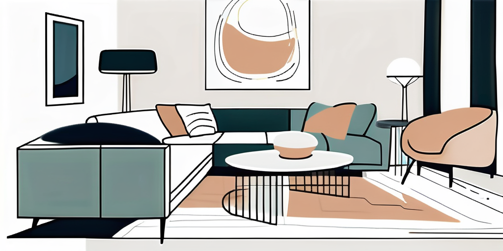 Moda sofa and coffee table in a trendy loft